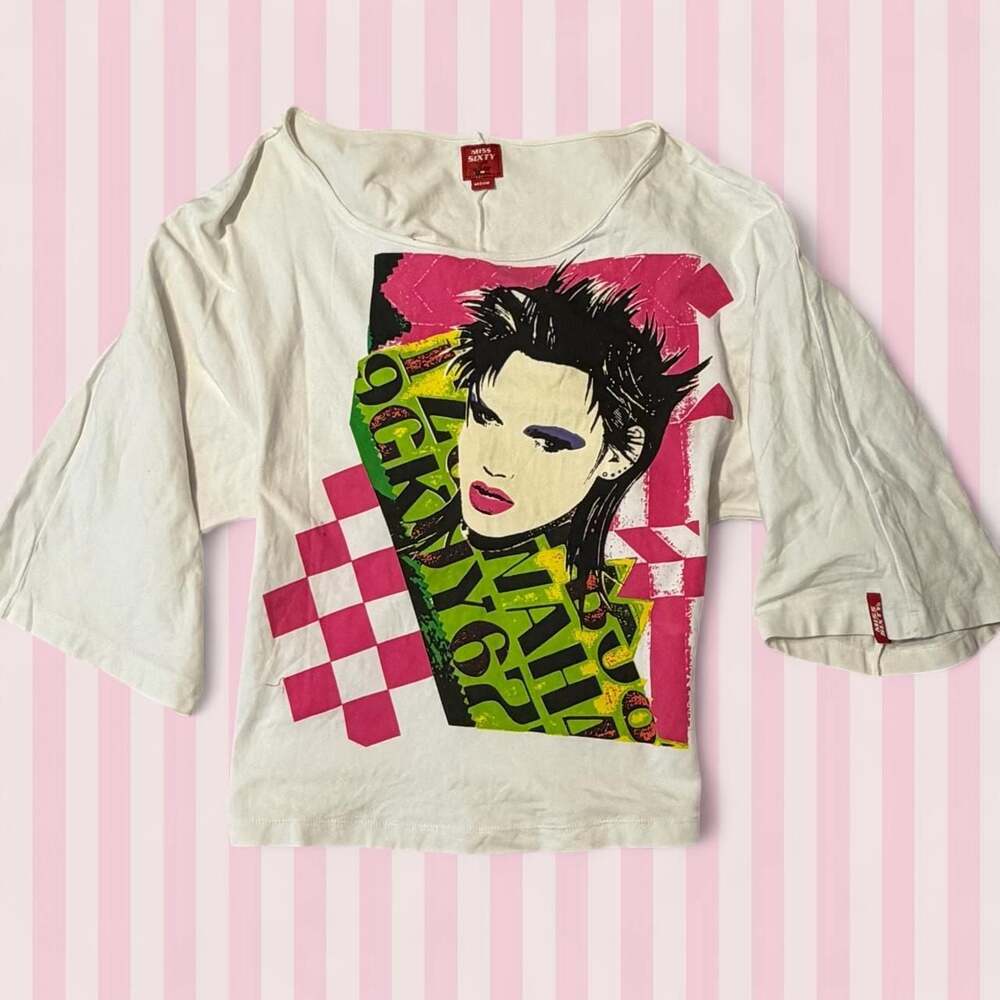 Miss Sixty Vintage Graphic 3/4 Sleeve Punk Top